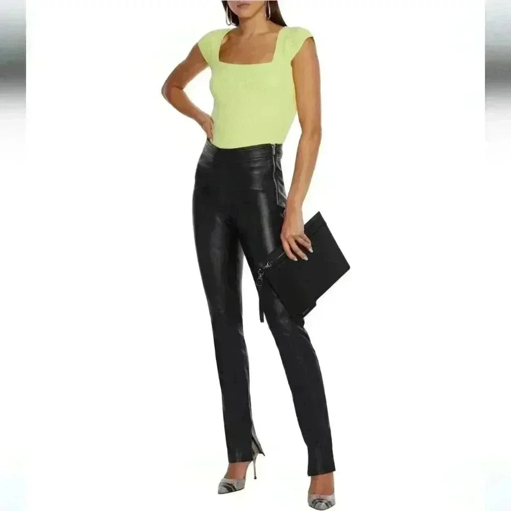 SALE Helmut Lang Genuine leather slim black pants US SZ 10